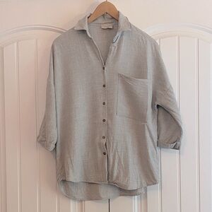 Casual Gray Button-Up Women's Top